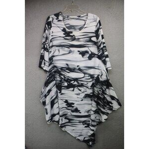 Bryn Walker 3/4 Sleeve Black/White Asymmetrical Dress-Size Small-Oversized-BOHO